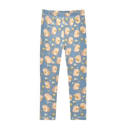 senya Girls Printed Leggings Yoga Pants Animals Holding Flowers Pattern for Kids in 4t to 10 Years, 4T