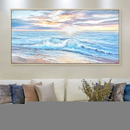 Strass diamond painting broderie grand format vagues pour mur vide