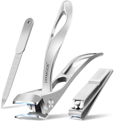 Toenail Clippers for Seniors Thick Toenails, Slanted Angled Head Large Nail Clippers Set for Men, Ultra Sharp Fingernail Clipper with File, Heavy Duty Toe Nail Clippers with Wide Jaw