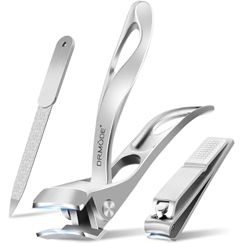 Toenail Clippers for Seniors Thick Toenails, Slanted Angled Head Large Nail Clippers Set for Men, Ultra Sharp Fingernail Clipper with File, Heavy Duty Toe Nail Clippers with Wide Jaw Cover