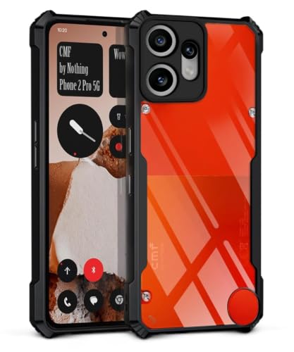 Image of NSTAR Shock Proof Clear Protective Back Case for CMF by Nothing Phone 2 Pro | Acrylic Crystal Clear 360 Degree Protection- (PC & TPU, Black Bumper)