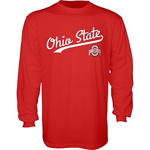 Blue 84 Mens Ohio State Buckeyes Long Sleeve T-Shirt Cursive Team Color Team Color X-Large