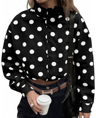 Image of Tankaneo Womens Polka Dot Zip Up Cropped Jackets