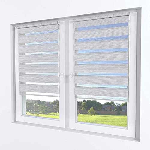 Rollmayer Doppelrollo & Thermorollo nach maß, 24 Farben, Breite: 40cm-130cm, Klemmfix ohne Bohren, Seitenzugrollo & Thermo Rollo für Fenster und Tür Cover