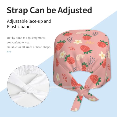 Image of Working Cap Scrub Cap with Sweatband Adjustable Unisex Women Tie Back Hat Nurse Surgical Caps
