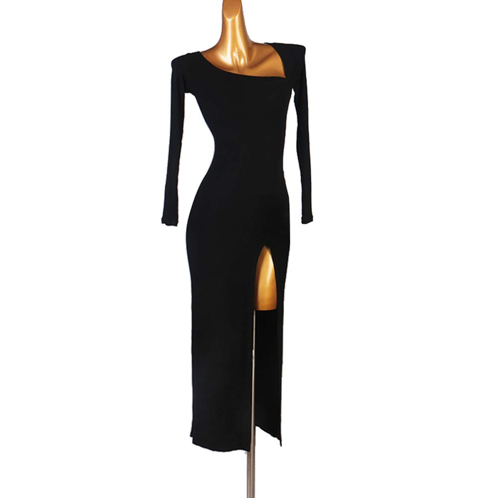 Women Split Latin Dance Dress for Salsa Costumes Tango Dance Costumes(Black,XL)