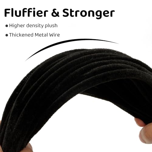 Image of Black Pipe Cleaners for Crafts,200PCS Pipe Cleaner,Craft Supplies,Arts and Crafts,Chenille Stems for DIY Halloween Decor Indoor,Christmas Decorations,Kids Crafts Toys for Ages 5-7,limpia Pipas