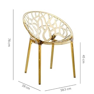 SIEDITI FUORI E DENTRO Sedie moderne in policarbonato trasparente, sedie impilabili di design per sala da pranzo e cucina trasparenti - Elettra (2, Champagne)