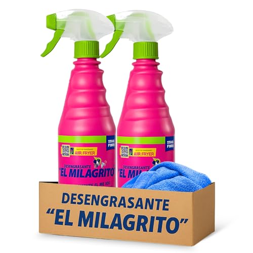 Desengrasante Spray, Limpiador quitagrasas El Milagrito, Quitagrasas ElMilagrito, Multiusos para Cocina, Hornos, Microondas, Industrial y Más, Formato Ahorro, 2 Botes de 750 Litros