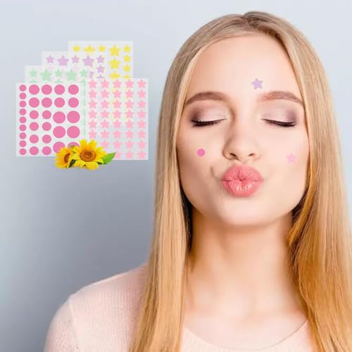 185 Stück Pickel Patch Sterne und Runde Pimple Patches mit Teebaumöl + Salicylsäure + Centella für Akneflecken Pickel Whiteheads Pickel Grün Gelb Rosa