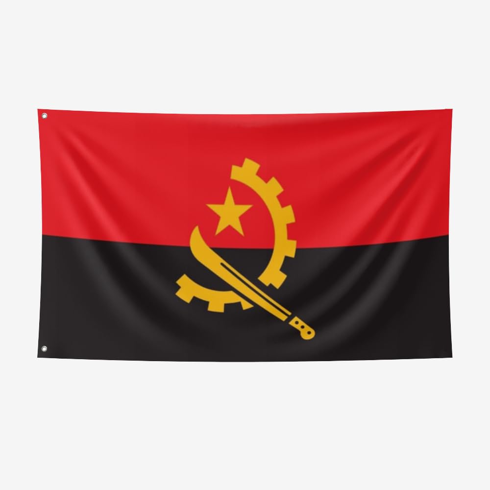 Nacilerto Angola Flag 3x5FT,Vivid Colors,Double Stitched,Sturdy 100D Polyester,Flags with 2 Brass Grommets for Indoor Outdoor.