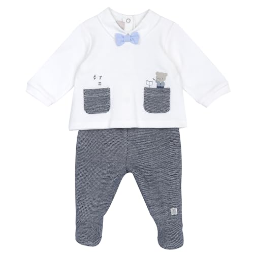 Chicco, Conjunto Bebé Recién Nacido con Camiseta y Pantalones de Suave Ceniza, Ropa Bebé -24 Meses, Designed in Italy