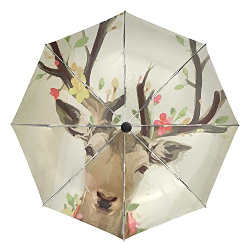 Parapluie automatique cerf gris pour voyage et plage anti UV
