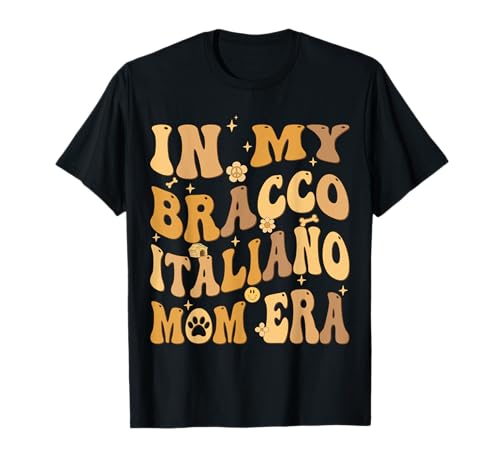 Funky e vintage Bracco Italiano mamma con ispirazione retrò nostalgica della cultura hippie, per ragazze e donne da indossare per la festa della mamma.