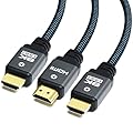 Yauhody 8K HDMI Cable 6.6ft (3 Pack), 48Gbps High Speed HDMI 2.1 Cable Durable Nylon Braided HDMI Cord 3 Pack, Supports 8K 60Hz 4K 120Hz 144Hz 3D Dynamic HDR HDCP 2.2 eARC