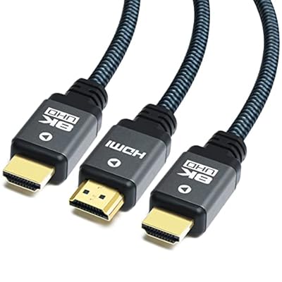 Yauhody 8K HDMI Cable 6.6ft (3 Pack), 48Gbps High Speed HDMI 2.1 Cable Durable Nylon Braided HDMI Cord 3 Pack, Supports 8K 60Hz 4K 120Hz 144Hz 3D Dynamic HDR HDCP 2.2 eARC