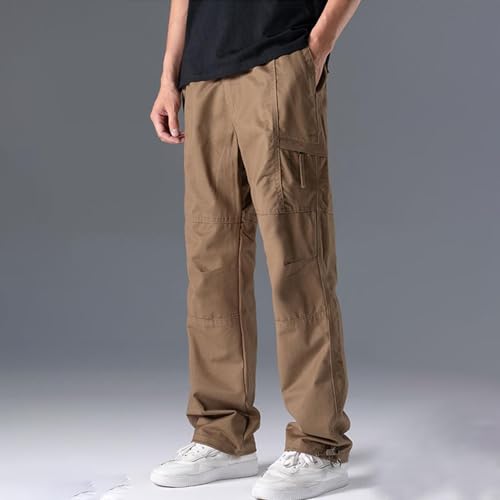 Men's Plus Size Casual Cargo Pants Elastic Waist Outdoor Athletic Work Trousers with Pockets Straight Leg Sweatpants2