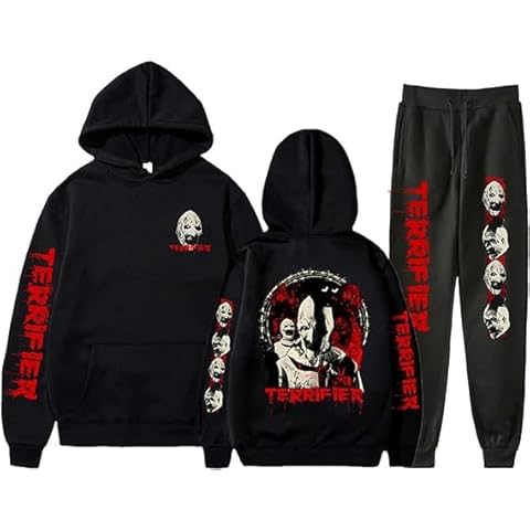Horror Hoodie, Terrifier Merch Scream Hoodies Sweatshirt Jogger Pants Set Sweatshirts Sweatpants for Women Men Black Cover