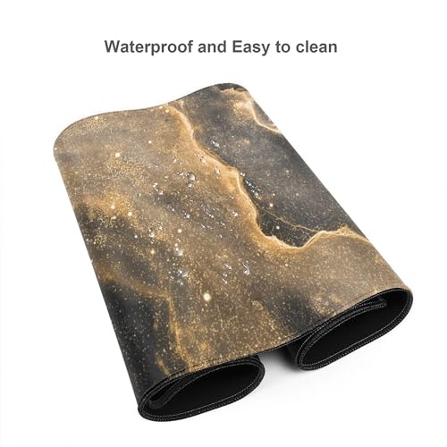 Image of Black Gold Marble Extended Gaming Mouse Pad, with Stitched Edges Large Mouse Pad Desk Protector, Rubber Base Mousepad Keyboard Mouses Mat for Work Game Office Home- 32 inch X 12 inch Inch,E234