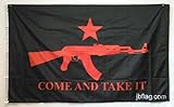 Generic Flakita's Novelties 3x5 BLOOD RED COME AND TAKE IT 2ND AMENDMENT Polyester Flag Banner with grommets, Black