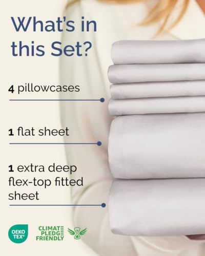 Image of Flex Top Split Head King 6 Piece Sheet Set - Soft & Cooling - French Grey