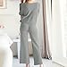 Firzero Women Loungewear Set Long Sleeve Knit Lounge Sets 2 Piece Cozy Long Sleeve Pullover Sweater Top and Wide Leg Pants Set Pajamas Outfits Gray