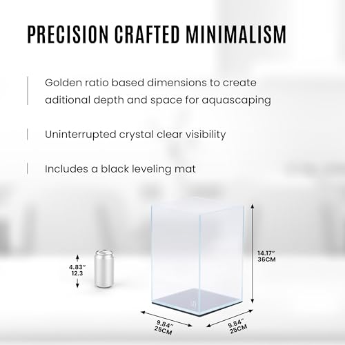 Image of UNS Ultra Clear Rimless Tank - 5.9GAL | 22.5L - 9.84x9.84x14.17 | 25x25x36 CM, 5mm Glass Thickness, Leveling Mat Included - Low Iron, High Clarity Fish Tank w / 45 Mitered Edge - [25T]