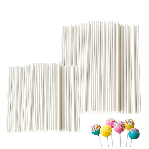 Joysuelly 2 Paquets Batonnet Pop Cake, 100 PCS 70 * 2,5 mm+100 PCS 100 * 3,0 mm Qualité Alimentaire Décoration de Pop Cake Gâteau Bâtonnets Pour Faire...