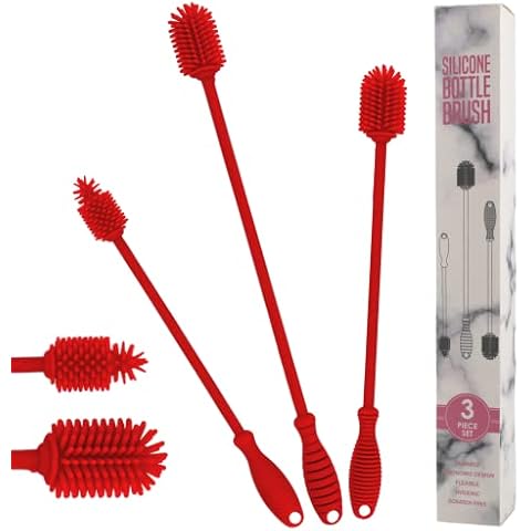 KPRICE Silicone Bottle Brush 38 cm 31 cm-Length 24 cm, Red, L38_L31_L24_cm Cover