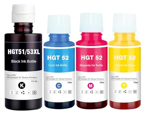 Image of KOSH Refill Ink Compatible for HP Deskjet 5810,5811,5820,5821,5822, Inktank Wireless 310,315,316,319,410,415,416,419,Smart Tank 115,500,510,515,516,720,750,790 Printers (4, GT53XL > 52 Ink Set)