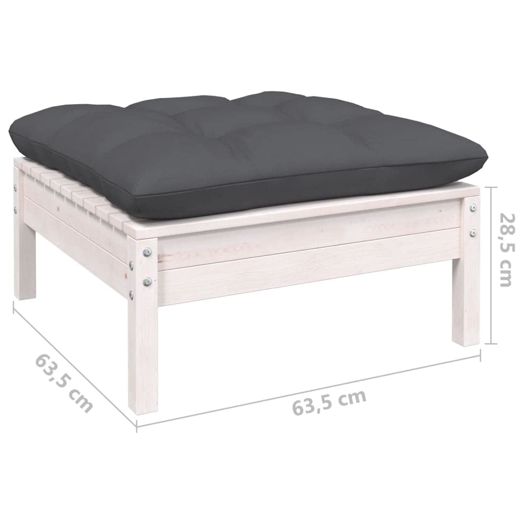 Juego de muebles de jardín de 13 piezas con tapizado en color antracita, conjunto modular de madera de pino resistente para terraza, balcón, jardín, incluye cojín de asiento, mesa auxiliar