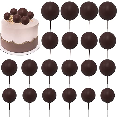 Lebery 20Pcs Ball Shaped Cake Insert Toppers Ball Cake Topper Mini Balloon Cake Cupcake Topper Diy Foam Ball Brown Pearl Ball Cake Toppers For Birthday Party Baby Shower Wedding Cake Decorations #TOP10