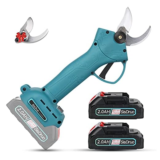 Electric Pruning Shears Cordless Rechargeable Power Pruner, 30mm (1.18 Inch) Adjustable Cutting Diameter electric branch scissors, pruning shears for gardening with 2 Pack Lithium Batteries