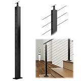 Muzata Black Stair Cable Railing Post 36 Inch for 25-35 Degrees Stair 36