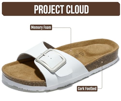 Image of Project Cloud 100% Genuine Leather Sandals Women Dressy Beach Essentials Slides for Women Footwear - Lightweight with Memory Foam Insole Sandals for Women 2026 - Womens Slides