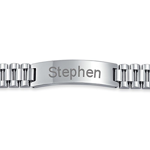 Pulsera de identificación para hombre estilo reloj acero inoxidable 8 in miniatura 5