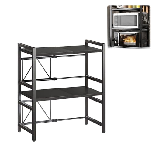 �����W�ド�b�N �����W���b�N �L�b�`�� �L�k�� �g�[�X�^�[���b�N ��(60-64cm) �L�k�� �I�[�u���g�[�X�^�[���b�N �I�������߉� �d�q�����W �� ���[ �ω׏d50kg �t�b�N�t�� �g�ݗ��ĊȒP �ȃX�y�[�X ������� (�u���b�N,2�K) [���s�A���i