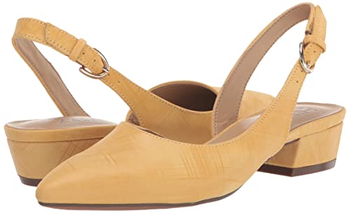 Naturalizer Womens Banks Slingback Low Heel Pointed Toe Pumps ,Marigold Yellow Plaid Leather,7.5 Wide #TOP6