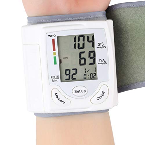 Blood Pressure Monitor Cuff Wrist, Digital BP Monitor Upper Arm with Wristband, Automatic Digital Pulsometer Sphygmomanometer Family Diagnostic Tool