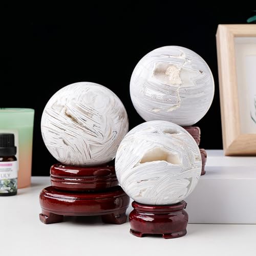 Agate blanche boule de cristal naturelle pour calmer l'esprit - 3