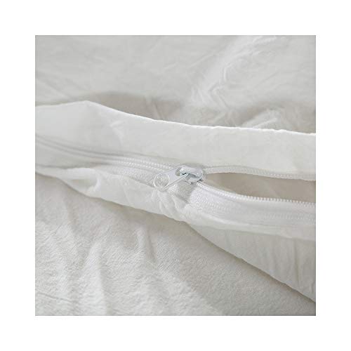 Image of F.Y.Dreams 100% Washed Cotton Duvet Cover for Weighted Blanket 48x72 inches with 16 Ties, Zipper on Long Side /White /Just Duvet Cover