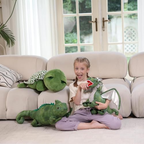 Image of Giant Dragon Stuffed Animal, 24 Inch Fantasy Plush Toy, Green