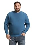 TOM TAILOR Herren 1049396 Plussize Plus Size-Basic Sweatshirt in Unifarben, 38224-Real Teal Blue, 4XL