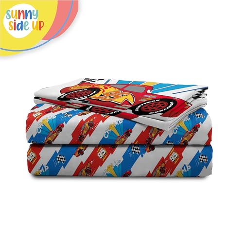 Image of Sunny Side Up Disney Pixar Cars Lightning McQueen Full Sheet Set - 4 Piece Kids Racecar Bedding Set Includes Pillow Cover - Super Soft Microfiber Sheets