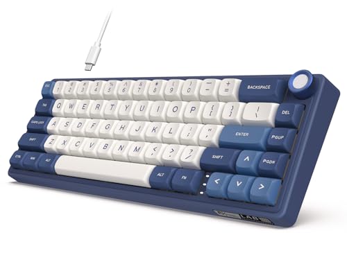 Image of RK ROYAL KLUDGE R65 Wired Gaming Keyboard with Volume Knob, 60% Percent RGB Backlit Mechanical Keyboard Gasket Mount with PBT Keycaps, MDA Profile, QMK /VIA, 66 Keys Hot Swappable Cream Switch, Blue