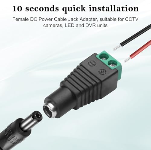 Image of MX DC Female Connector for 4+1 Cable (RT-4 Type) - 5.5mm x 2.1mm Power Socket with Screw Terminal - Pack of 20 - Adapter for CCTV Camera, LED Strip, Router, and 12V Devices