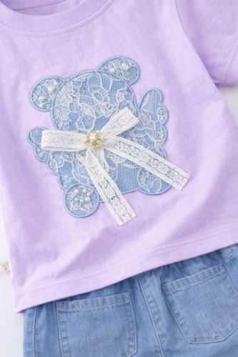 Image of Bold N Elegant Girls Cotton Cute Girly Vibes Cartoon Printed Short Sleeve T-Shirt Top & Shorts Summer Casual Clothing Set