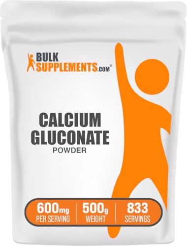 BulkSupplements.com Calcium Gluconate Powder - Calcium Supplement Easily Absorbed - Unflavored & Gluten Free 600mg per Serving 500g (1.1 lbs) (Pack of 1)