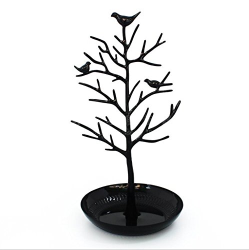 Preisvergleich Produktbild Skyllc® Vögel Baum Schmuck Aufmä Ohrring Halskette Halter Schmuckständer Rack Schwarz