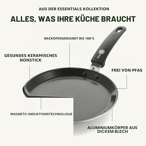 GreenPan Essentials Gesunde Keramische Antihaft-Pfannkuchenpfanne 24 cm, PFAS-frei, Induktion, Backofen- und Bratensicherheit bis 160°C… – Ansicht 4